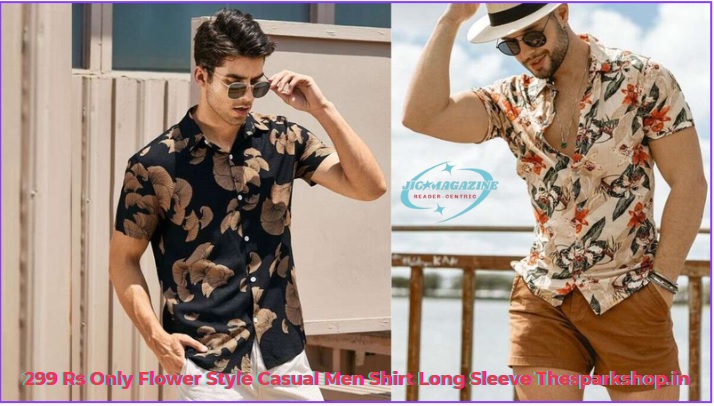 299 Rs Only Flower Style Casual Men Shirt Long Sleeve Thesparkshop.in