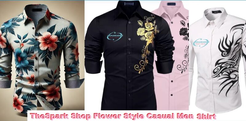 TheSpark Shop Flower Style Casual Men Shirt