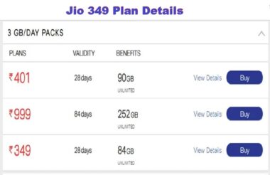 Jio 349 Plan Details